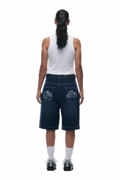 DENIM SHORTS DARK BLUE(Coated Denim Shorts Dark Blue) -6PM CLOTHING SALE 0006 2406 6PM ECOM COLLECTION 2 LOOK 34 13391 min