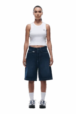 DENIM SHORTS DARK BLUE(Coated Denim Shorts Dark Blue) -6PM CLOTHING SALE 0008 2406 6PM ECOM COLLECTION 2 LOOK 34 13379 min
