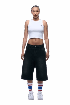 WASHED DENIM SHORTS BLACK(Washed Denim Shorts Black) -6PM CLOTHING SALE 1337x2005 6PM 0173 2500610 6PM ECOM LOOK 10 0781