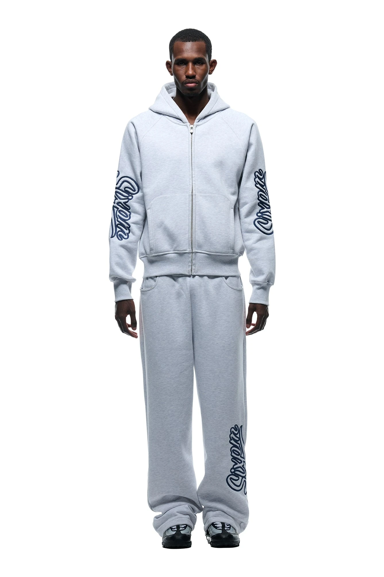 WAVE LOGO ZIP HOODIE LIGHT GREY(Zip Hoodie With Wave Logo Light Grey) 3 WAVE LOGO ZIP HOODIE LIGHT GREY(Zip Hoodie With Wave Logo Light Grey)