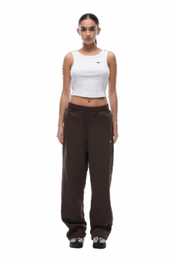 OPEN LEG JOGGER CHOCOLATE BROWN(23n05 2110 907 Swpol) -6PM CLOTHING SALE open leg brown 4 min